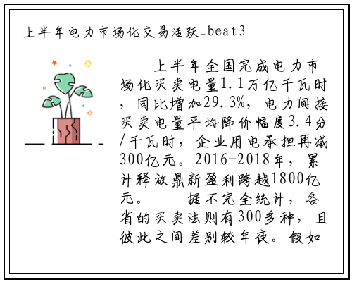 上半年电力市场化交易活跃_beat365官网